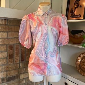 Johnny Was Workshop Swirl Silk Top - XS